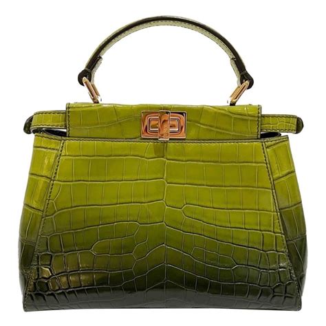 fendi crocodile bag green|Fendi Green Gradient Crocodile Peekaboo Bag at 1stDibs.